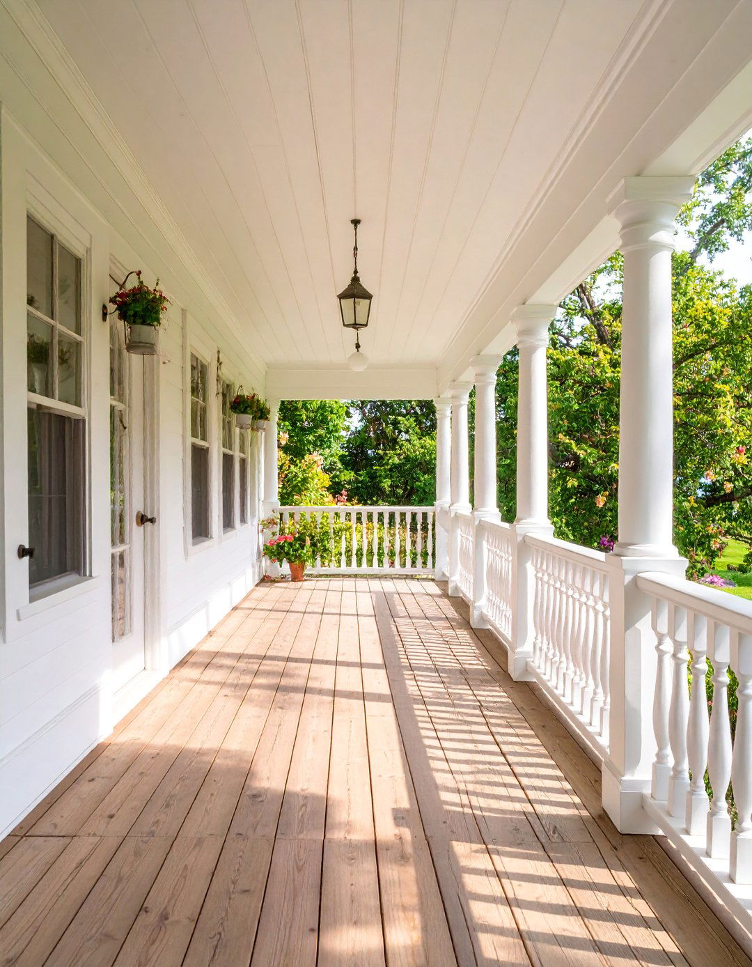 Traditional Covered Porch with White Columns - 25 Raised Ranch Front Porch Ideas