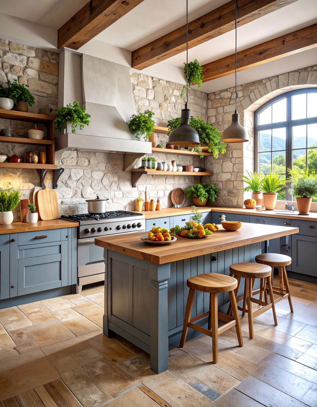 Traditional Croatian Kitchen with Stone Details - 25 Mediterranean Kitchen Ideas
