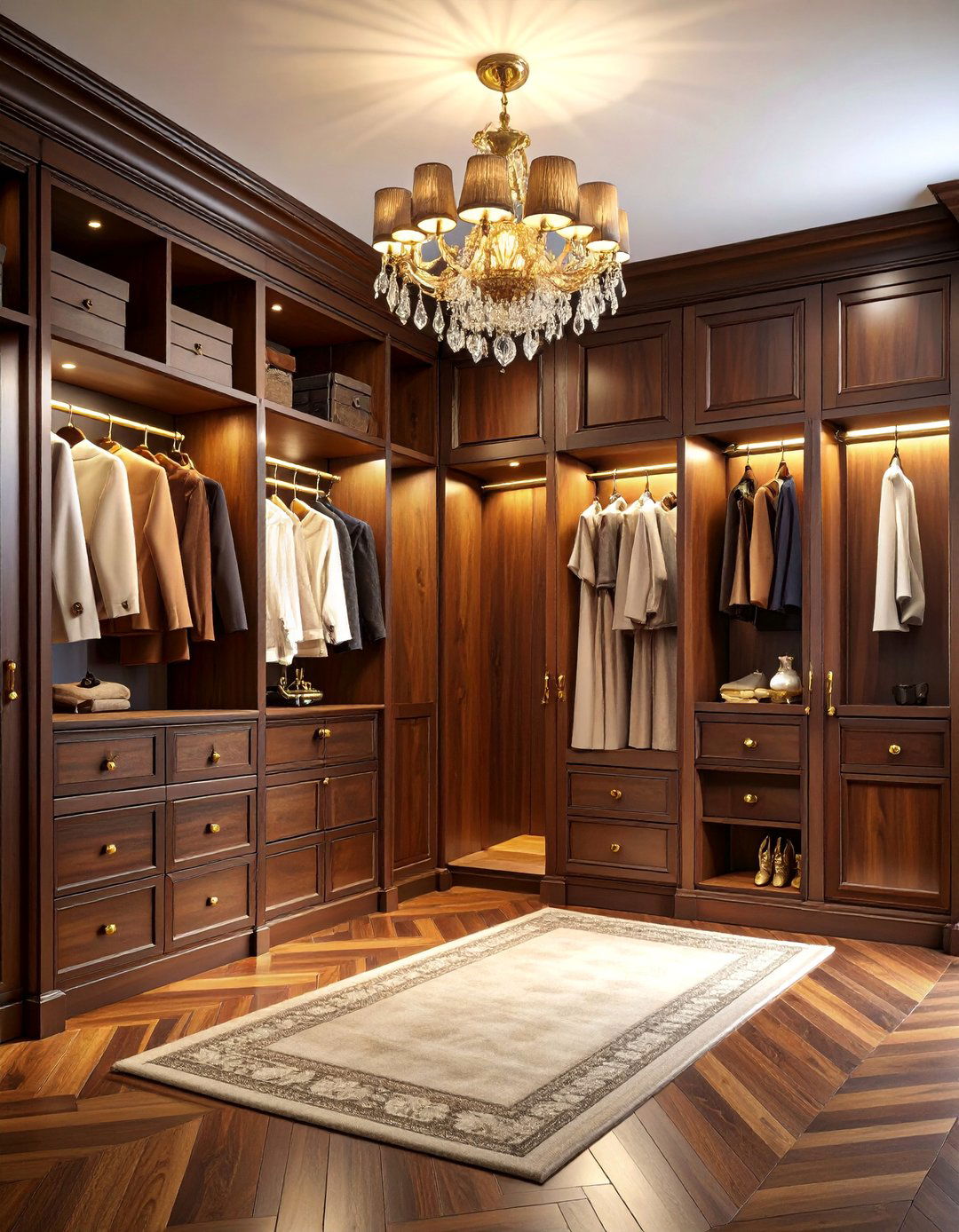 Traditional Dark Wood Dressing Room with Rich Finishes - 25 Dressing Room Ideas