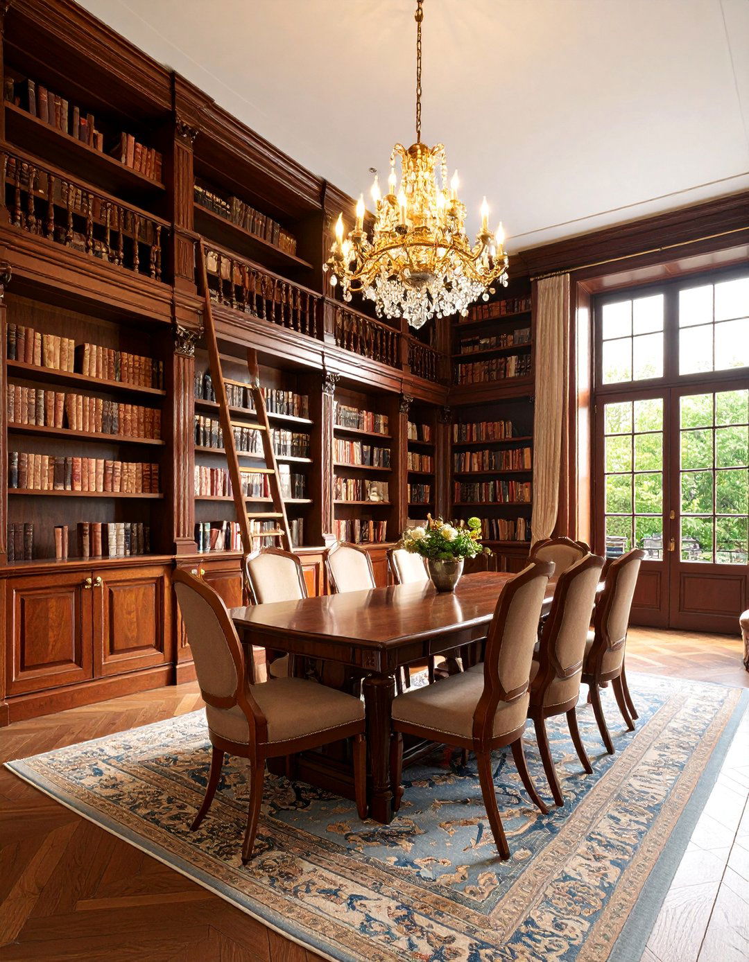 Traditional Dark Wood Library Dining Room - 25 Library Dining Room Combo Ideas
