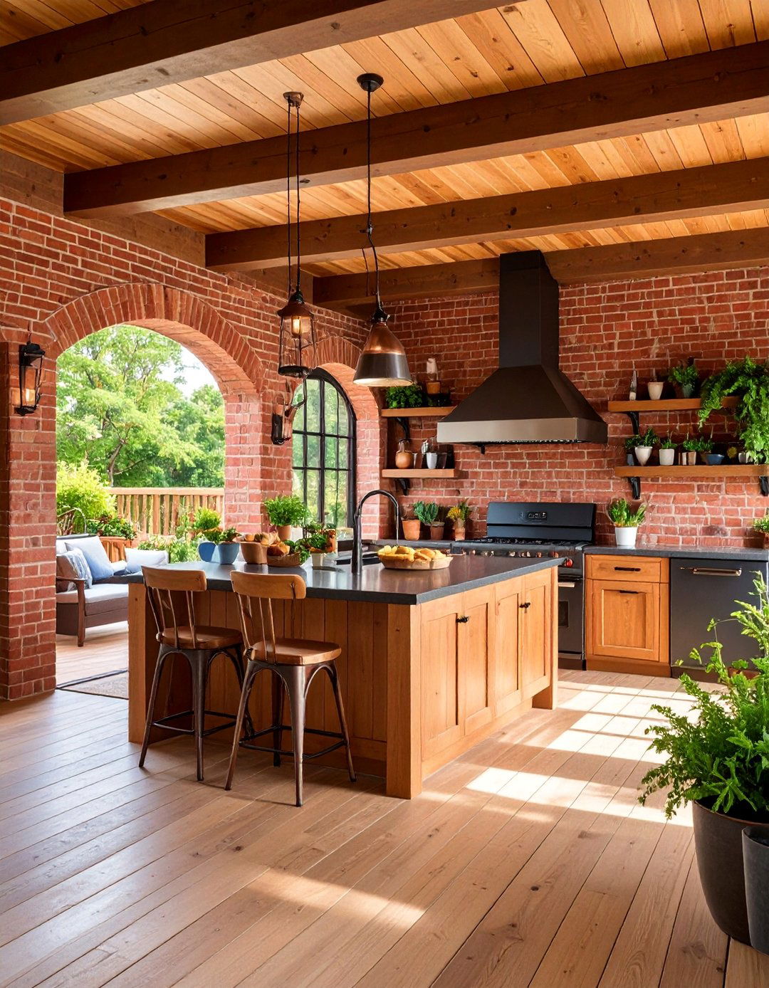 Traditional Deck Kitchen with Brick Accents - 25 Outdoor Kitchen on Deck