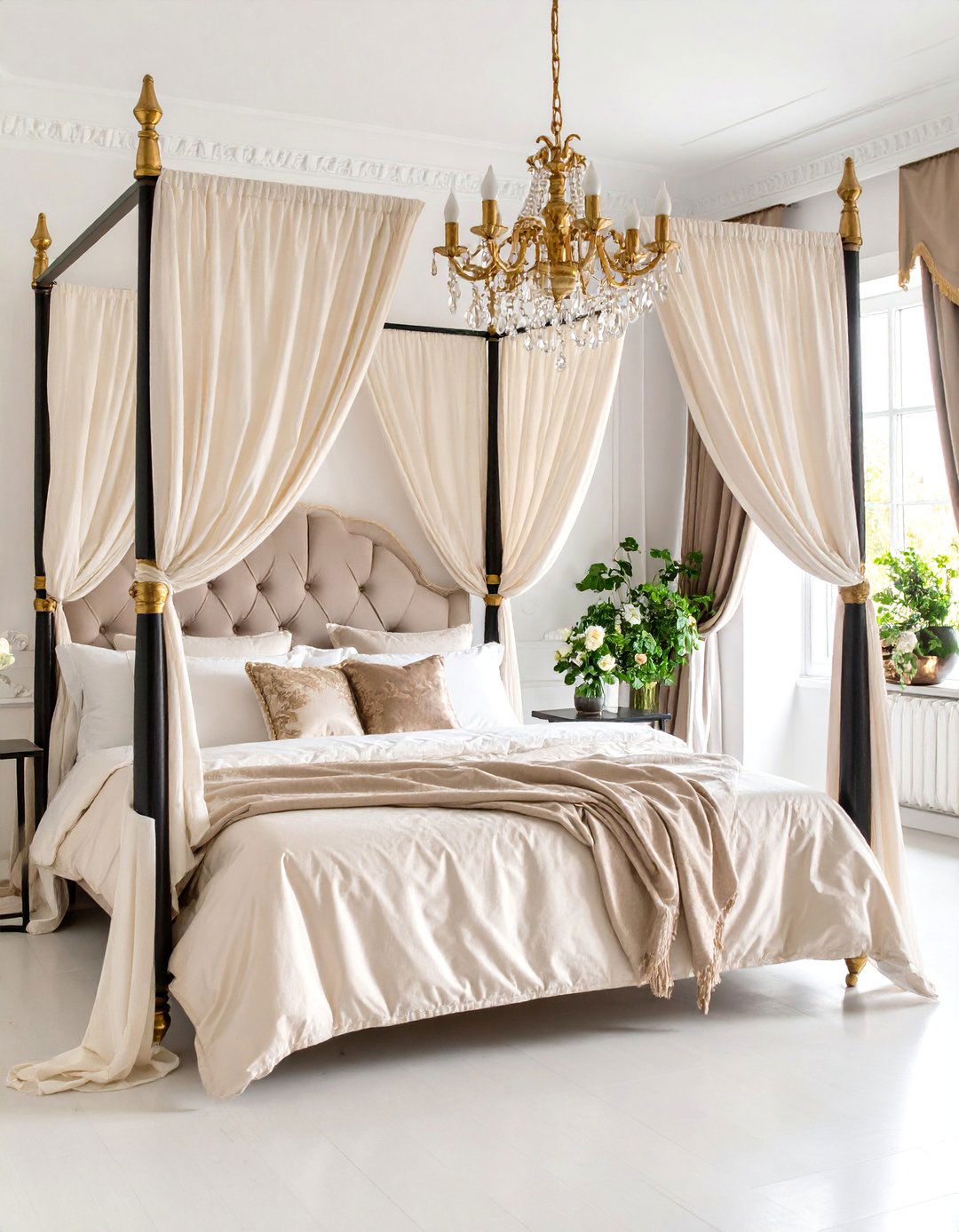Traditional Elegance with Four Poster Grandeur - 25 Black and Gold Bedroom Ideas