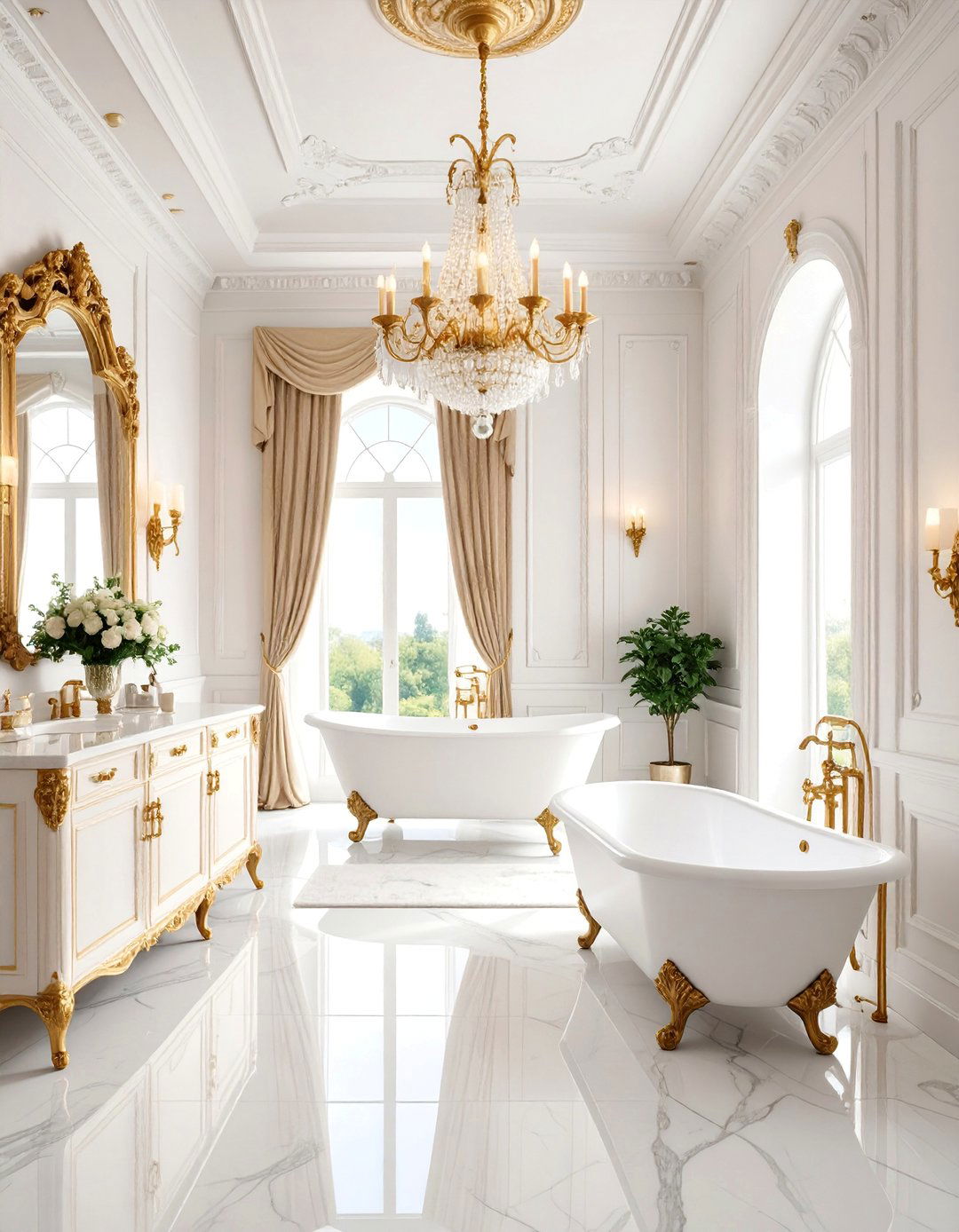 Traditional Elegance with Marble and Brass Accents - 25 Primary Bathroom Ideas