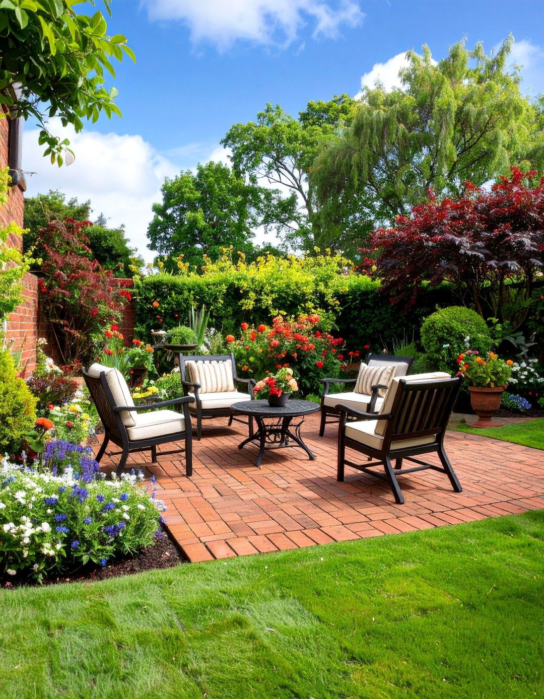 Traditional English Bond Brick Patio - 25 Brick Patio Ideas