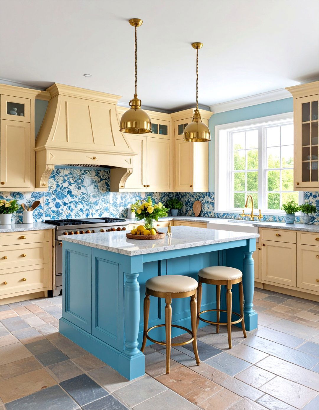 Traditional English Country Kitchen with Mixed Slate Tones - 25 Kitchens With Slate Floors