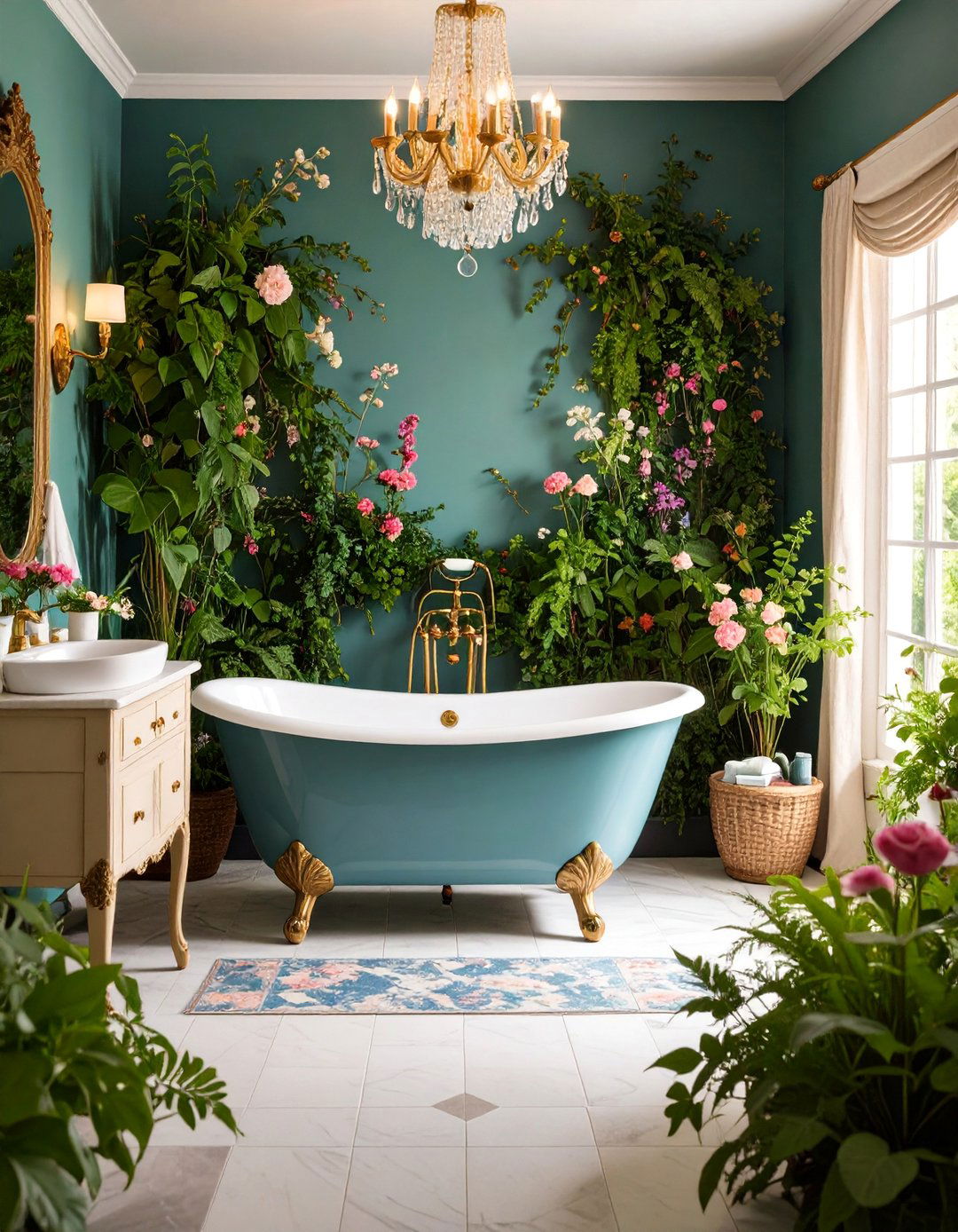 Traditional English Garden Bathroom with Botanical Themes - 25 Traditional Bathroom Ideas