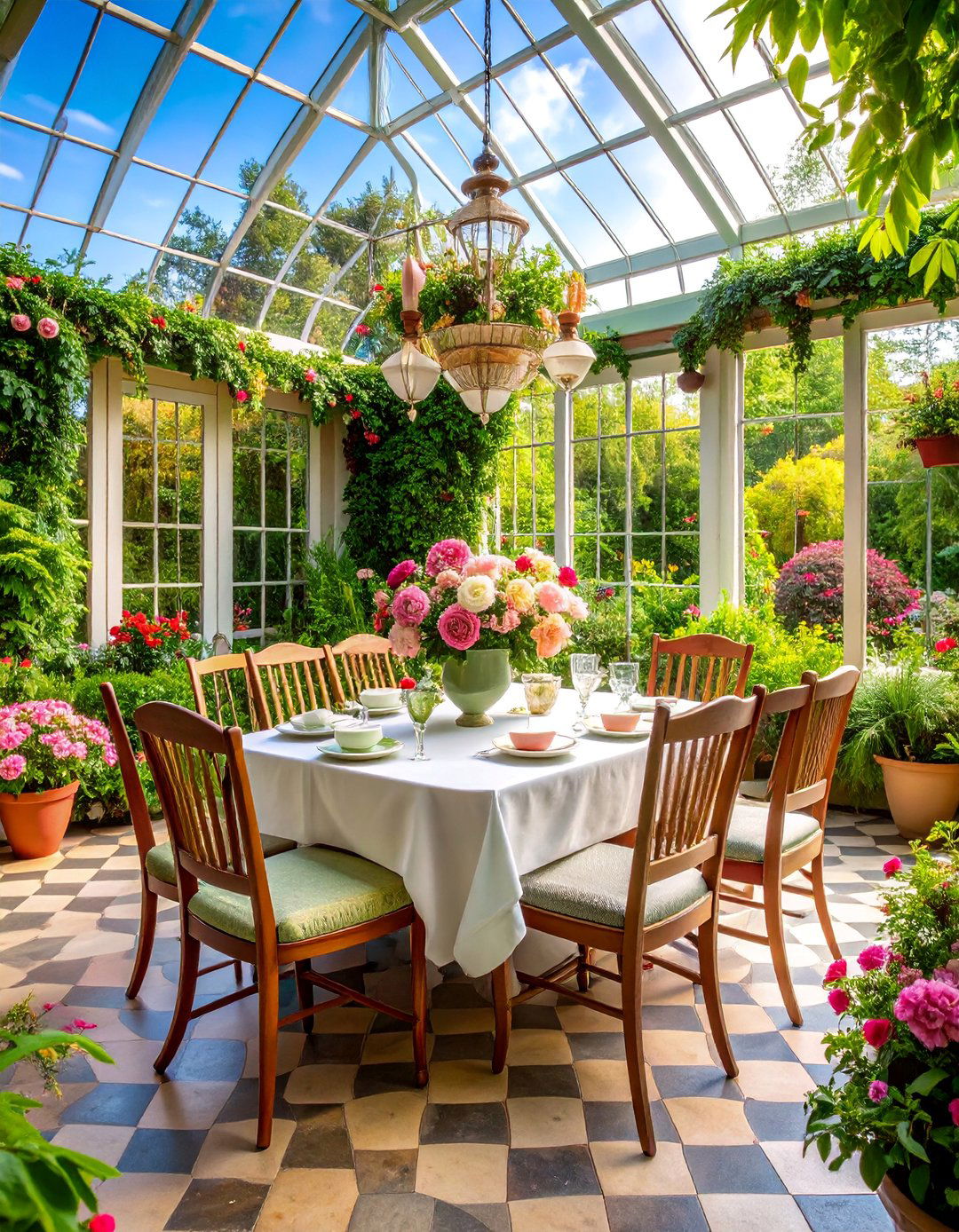 Traditional English Garden Room Dining - 25 Greenhouse Dining Room Ideas