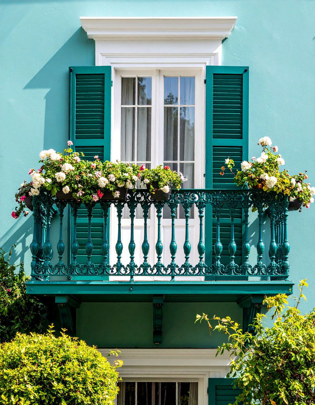 Traditional English Juliet Balcony with Painted Cast Iron - 25 Juliet Balcony Ideas