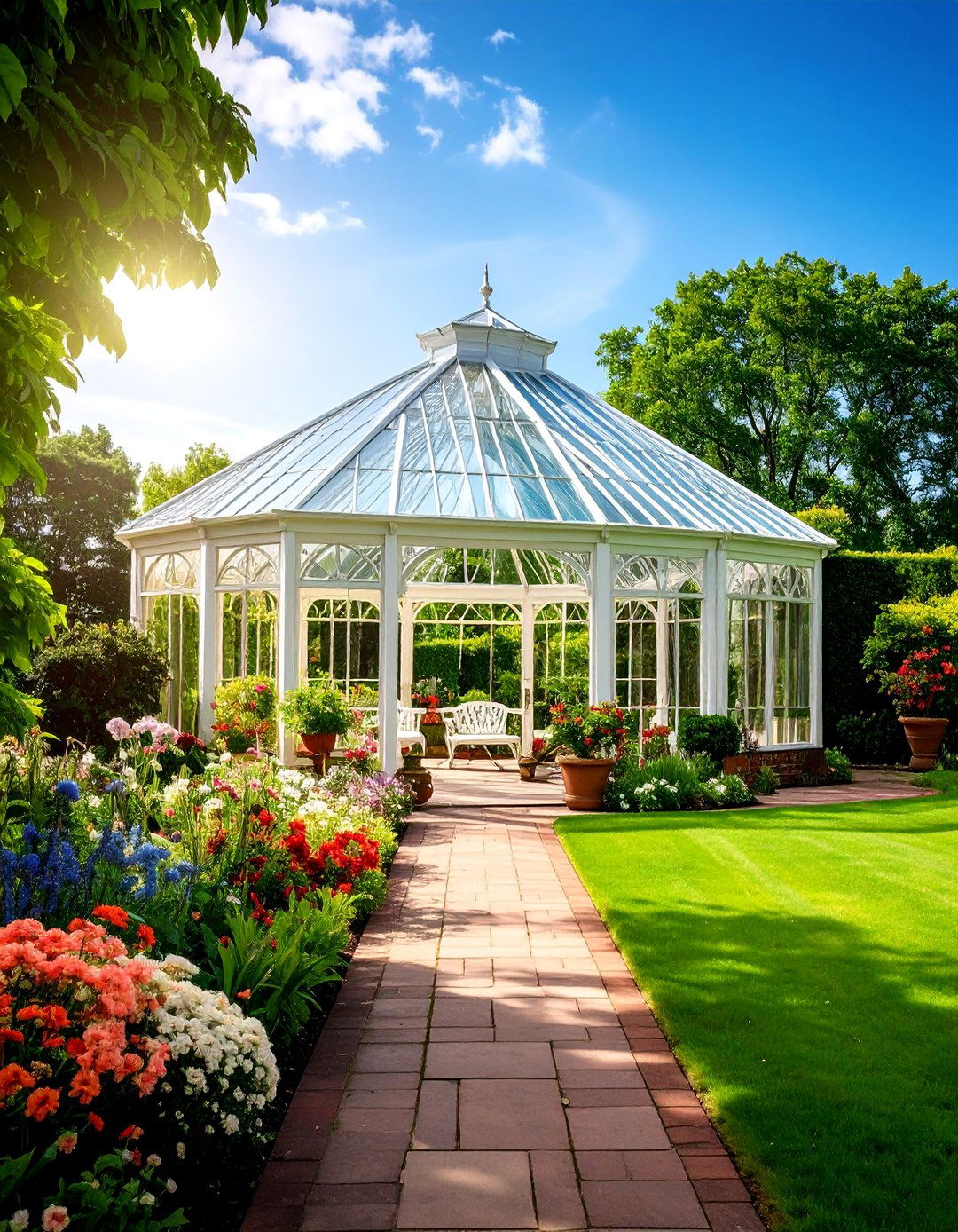 Traditional English Orangery Combo - 25 Greenhouse and Shed Combo Ideas