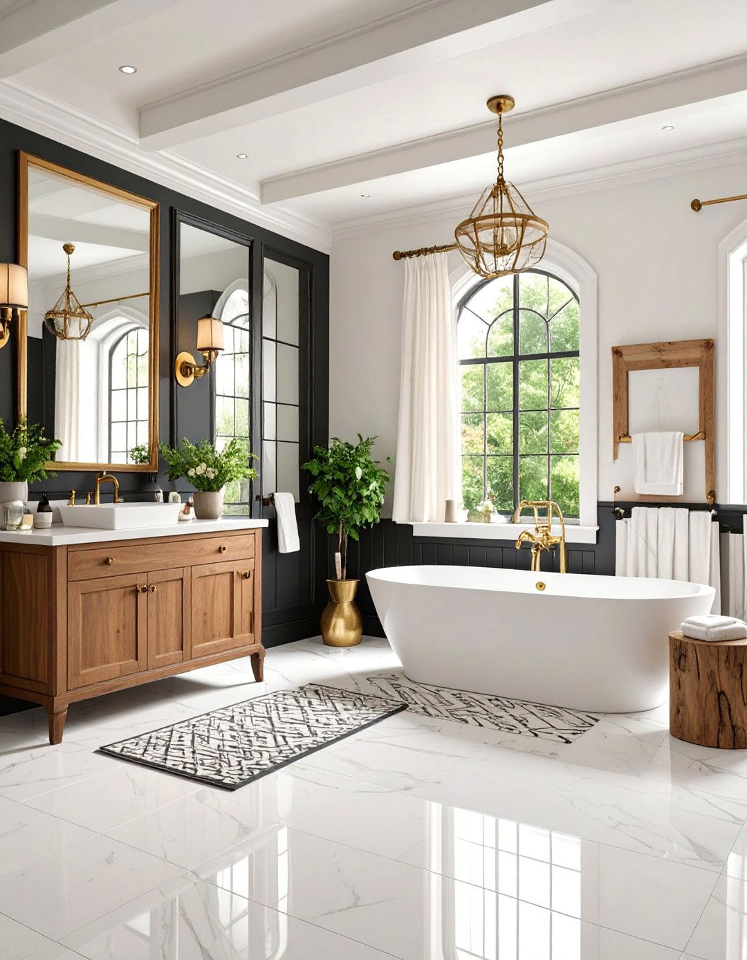 Traditional English Tudor Bathroom Tile Style - 25 Black and White Bathroom Tile Ideas