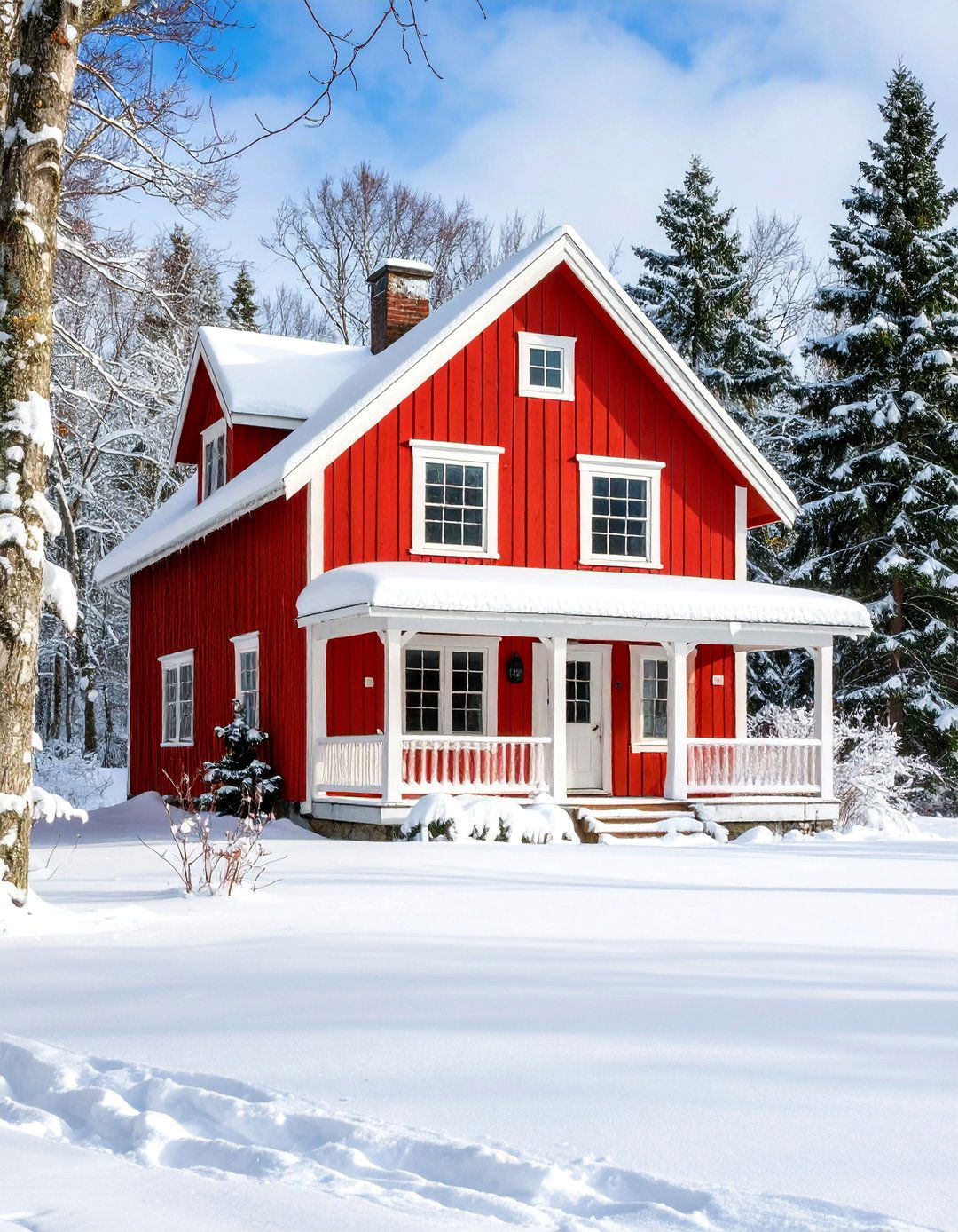 Traditional Falu Red Cottage with White Trim - 25 Scandinavian House Exterior Ideas