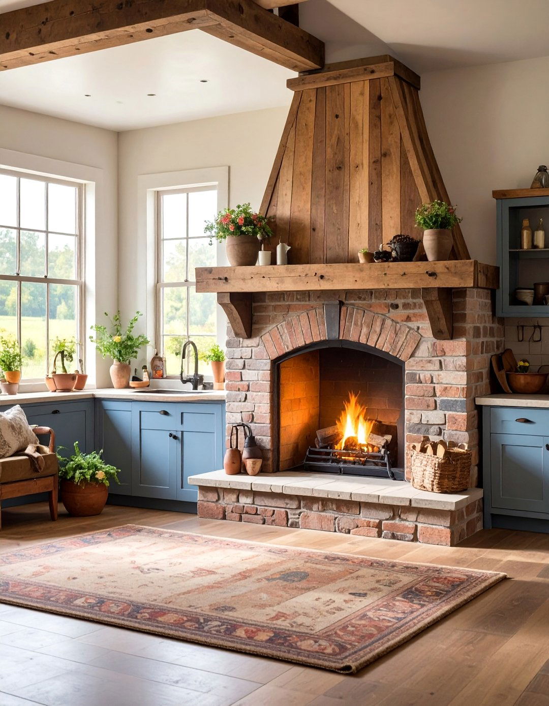 Traditional Farmhouse Fireplace with Reclaimed Wood and Rustic Character - 25 Traditional Fireplaces