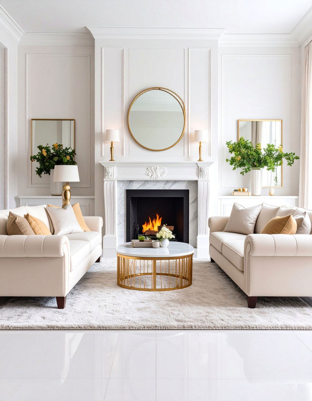 Traditional Fireplace Centered Symmetrical Living Room - 25 Symmetrical Living Room Ideas
