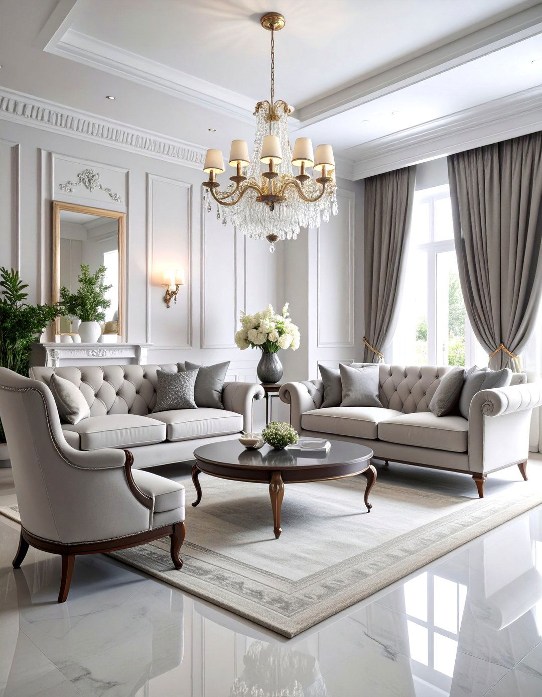 Traditional Formal Grey and Cream Sophistication - 25 Grey and Cream Living Room Ideas