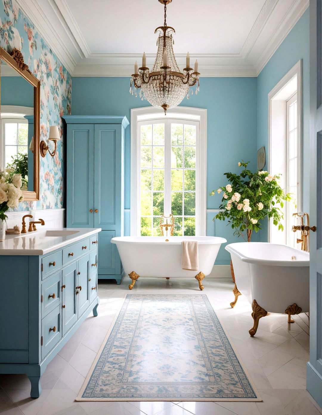 Traditional French Country Bathroom with Toile Fabric - 25 Traditional Bathroom Ideas