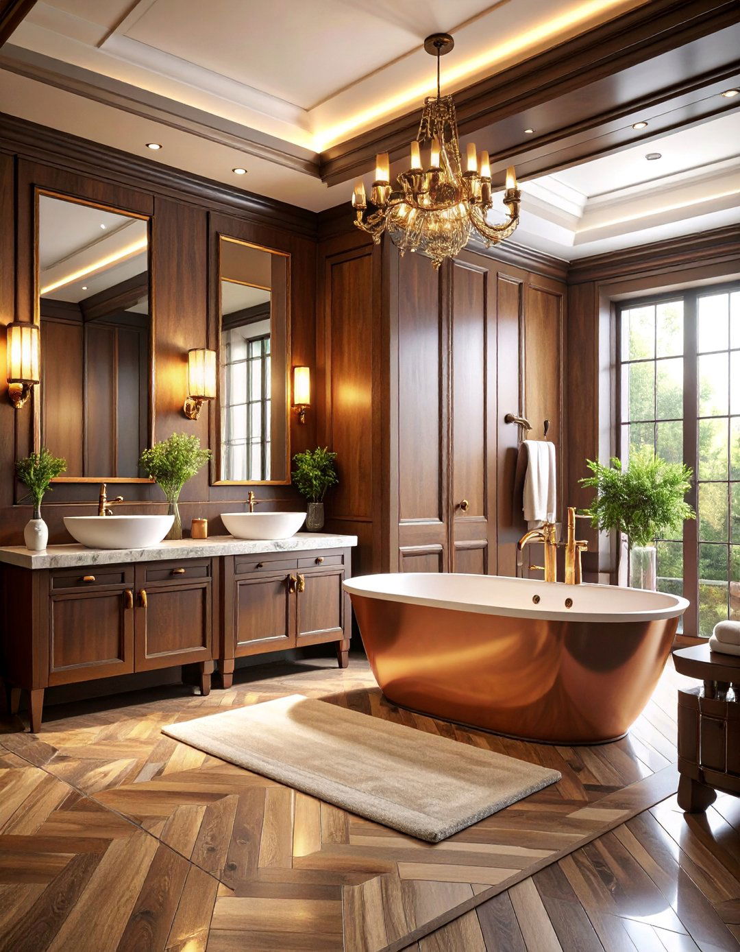 Traditional Gentlemans Club Bathroom with Dark Wood - 25 Traditional Bathroom Ideas