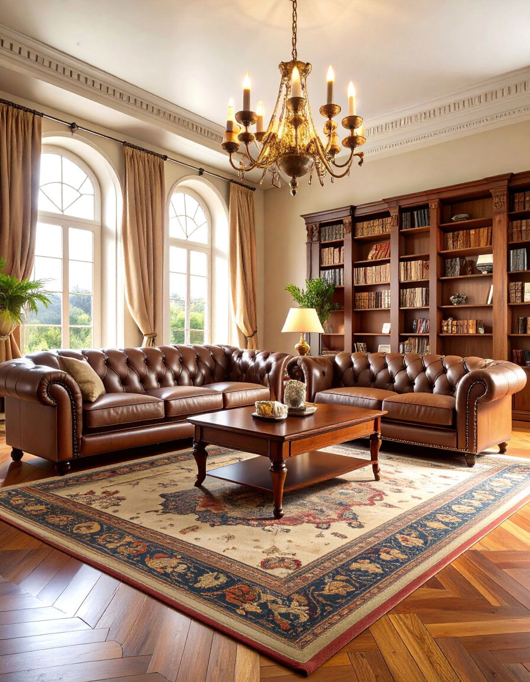 Traditional Greige Library Lounge - 25 Greige Living Room Ideas