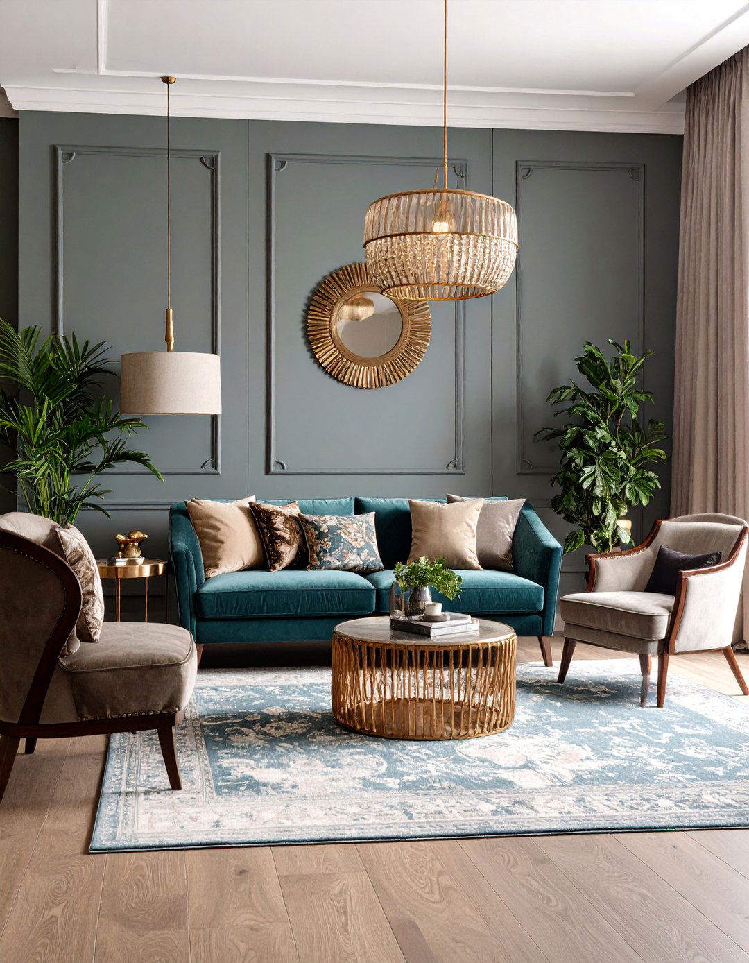 Traditional Greige Living Room with Rich Fabrics - 25 Greige Interior Design Ideas
