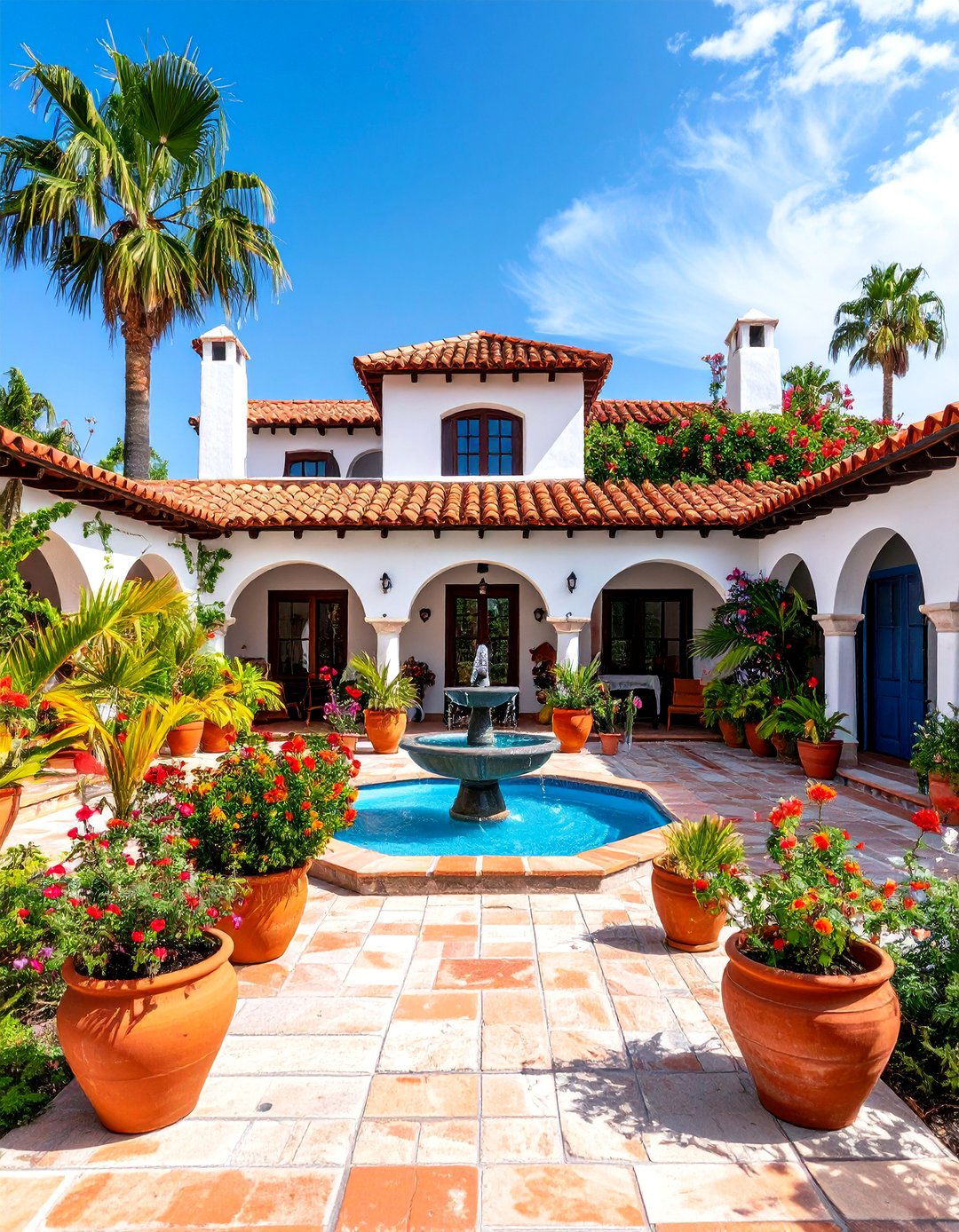 Traditional Hacienda House with Central Courtyard - 25 Mexican Style House Design Ideas