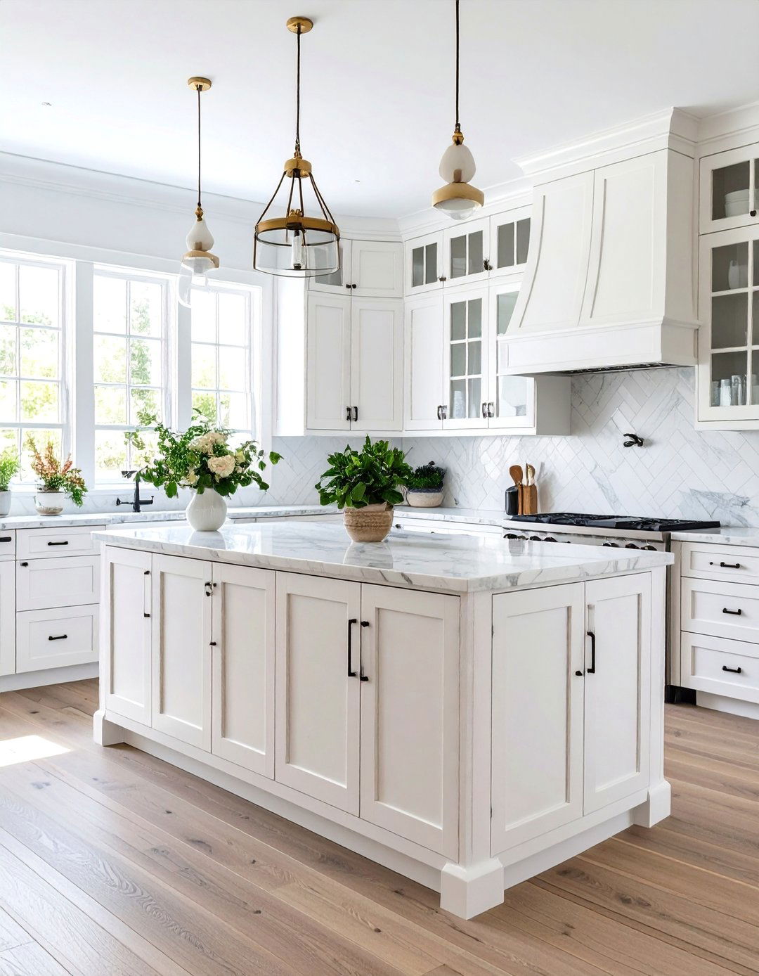 Traditional Hamptons Kitchen with Classic Proportions - 25 White Kitchen Cabinets With Black Hardware