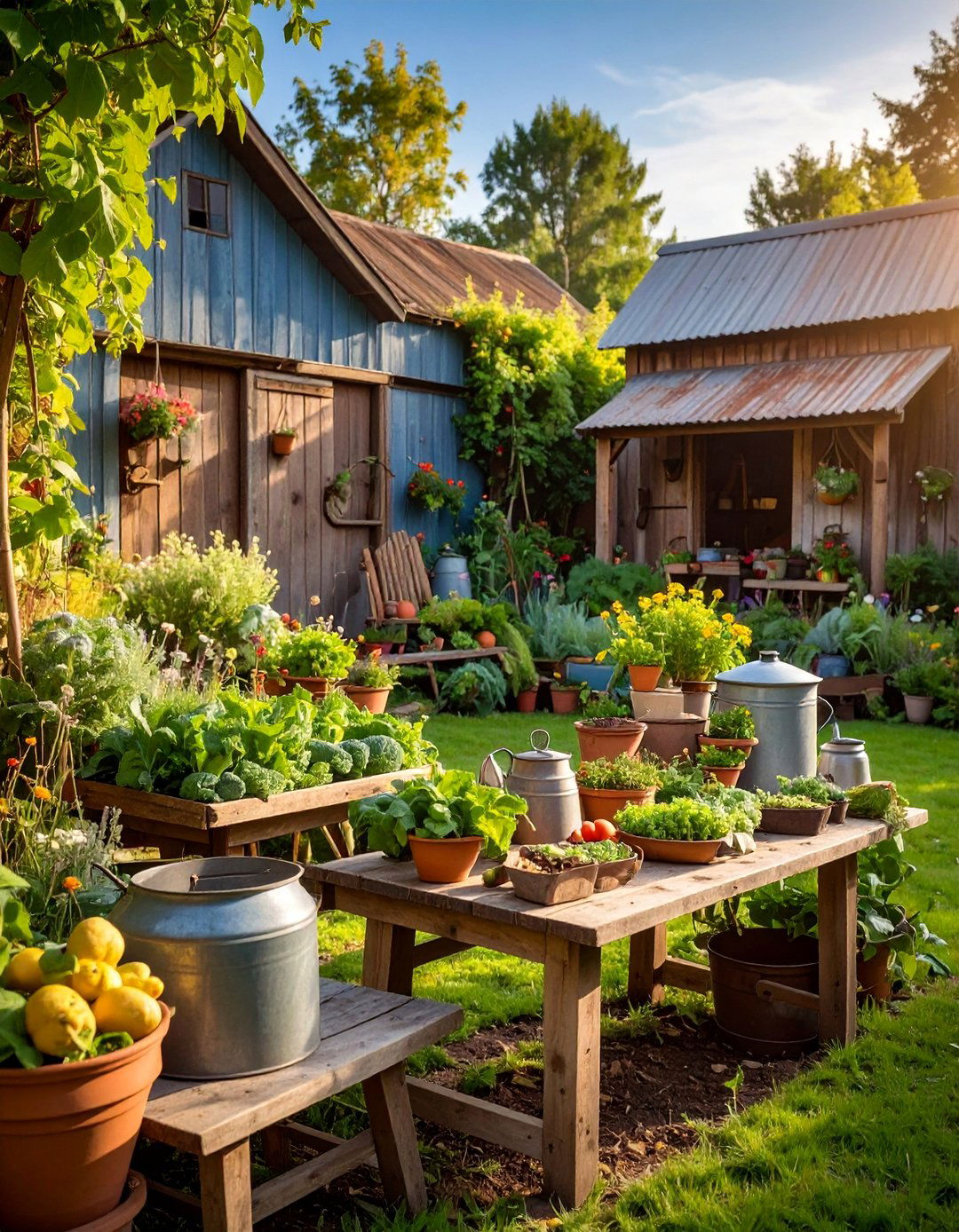 Traditional Kitchen Garden with Vintage Processing Area - 25 Vintage Garden Ideas