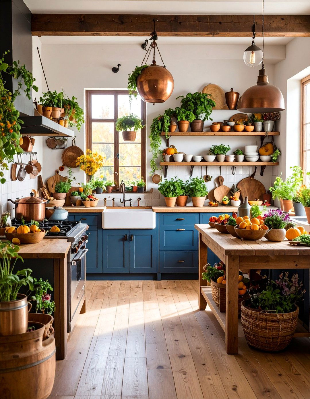 Traditional Kitchen with Autumn Herb Garden Display - 25 Fall Decor Ideas