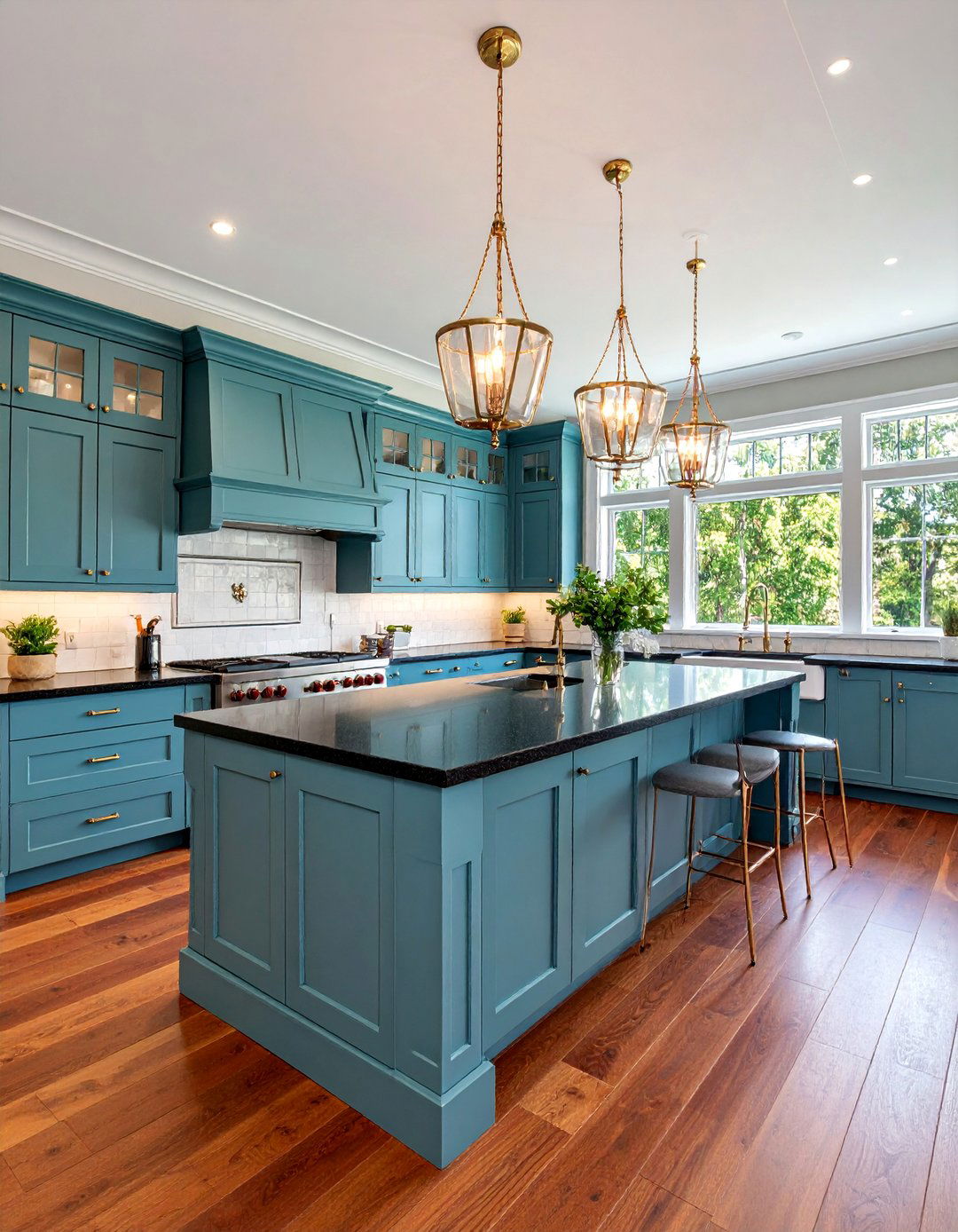 Traditional Kitchen with Raised Panel Gray Cabinets - 25 Kitchen With Gray Cabinets And Black Countertops Ideas