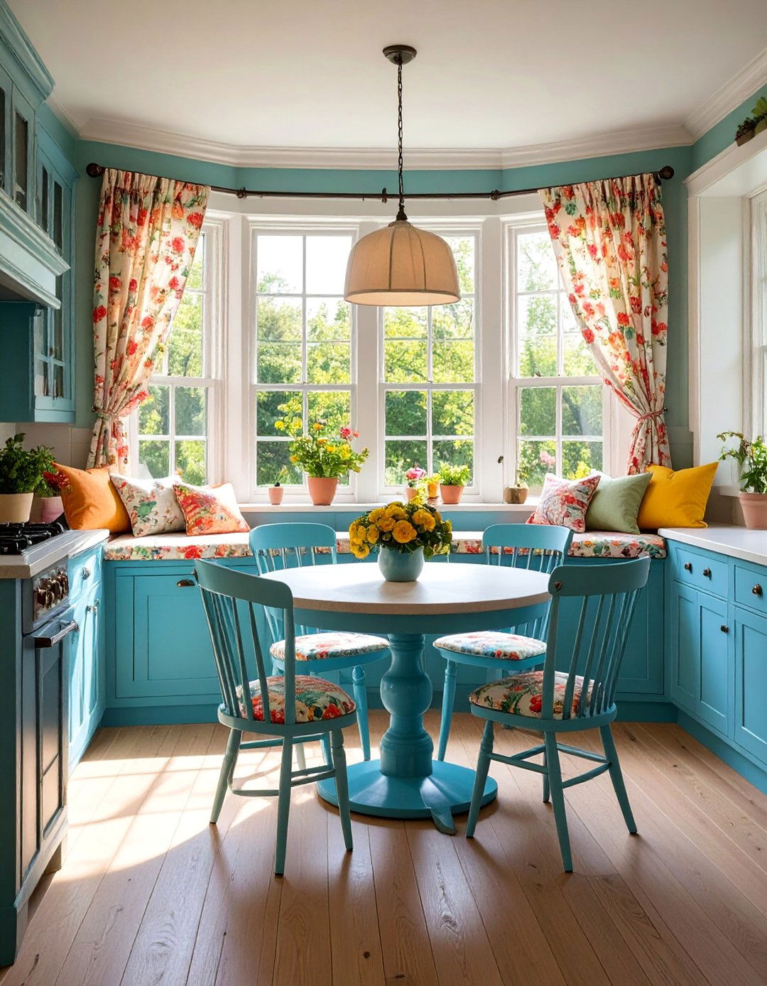 Traditional Kitchen with Window Seat Breakfast Area - 25 Eat in Kitchen Ideas