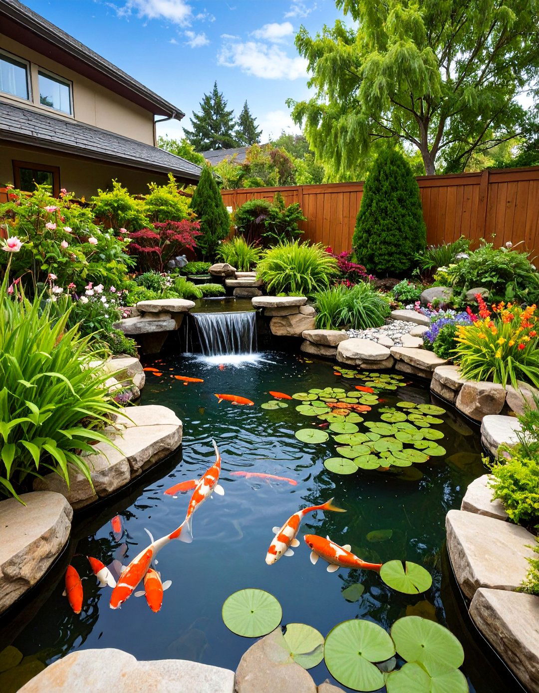 Traditional Koi Fish Backyard Pond - 25 Backyard Pond Ideas