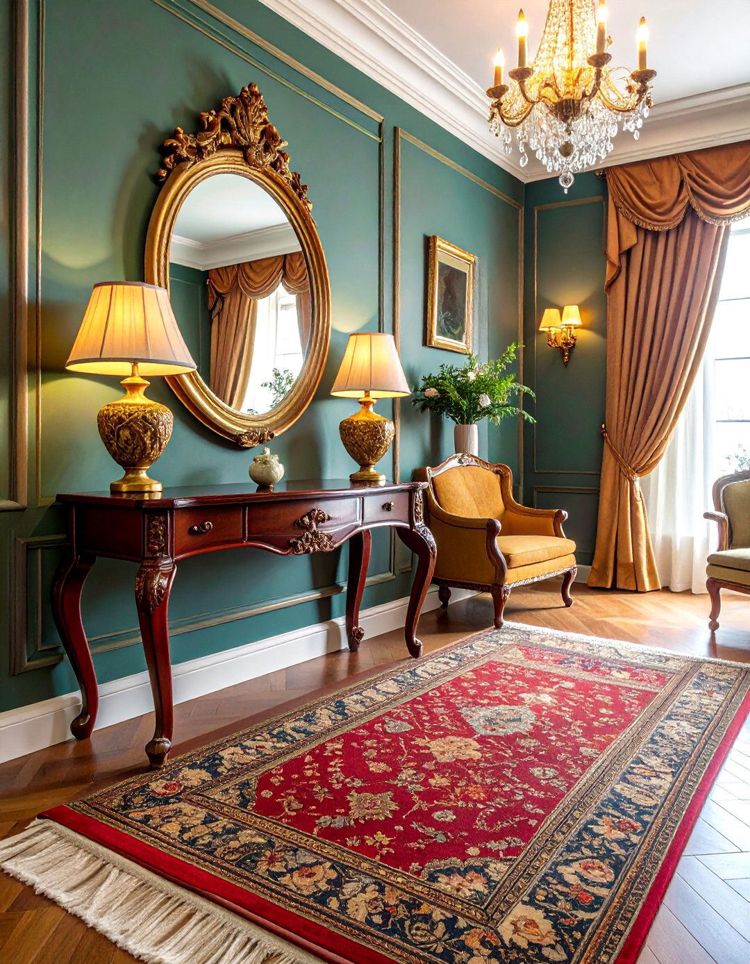 Traditional Landing with Classic Elements - 25 Stair Landing Ideas
