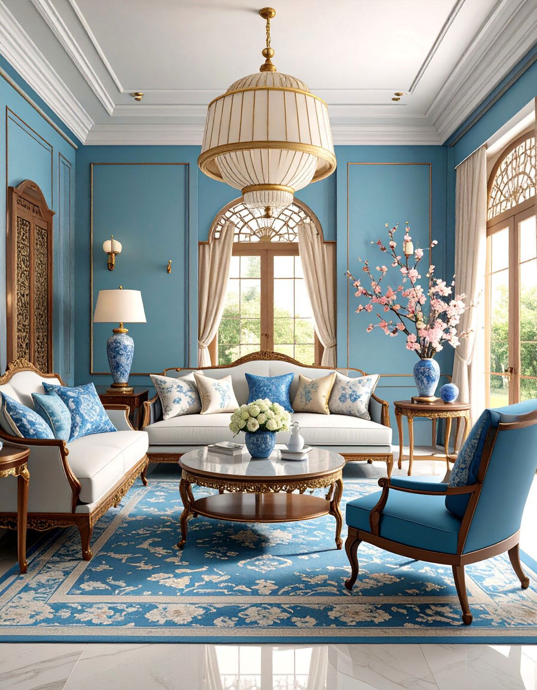 Traditional Living Room with Chinoiserie Accents - 25 Traditional Living Room Ideas