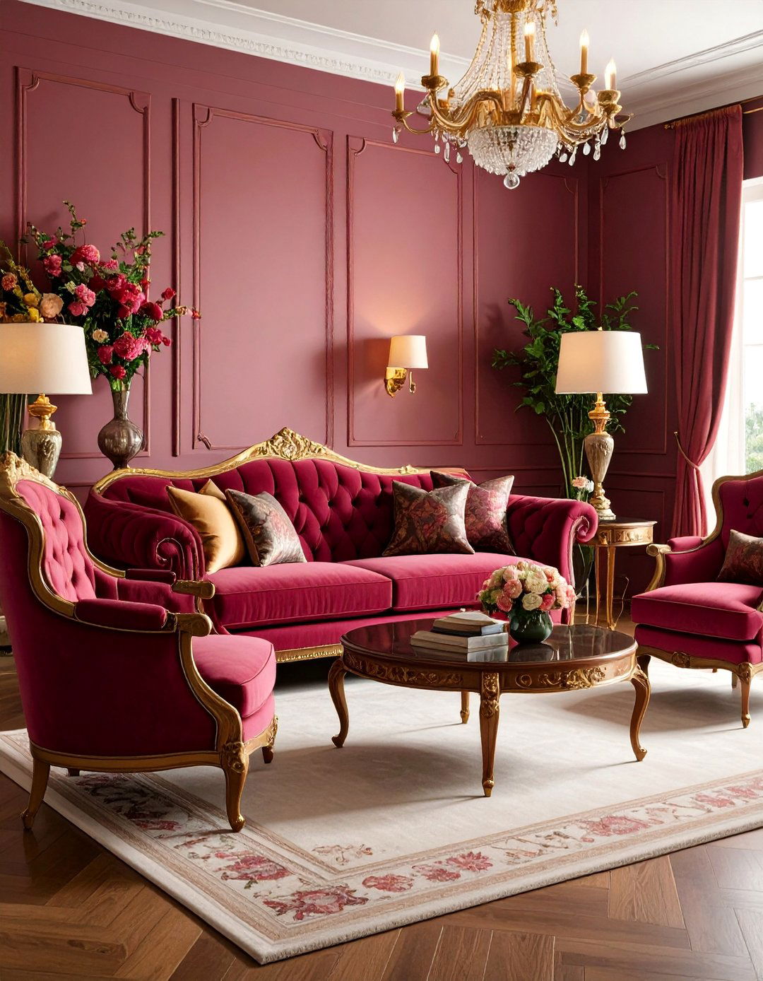 Traditional Living Room with Elegant Furniture and Classic Patterns - 25 Long Living Room Ideas