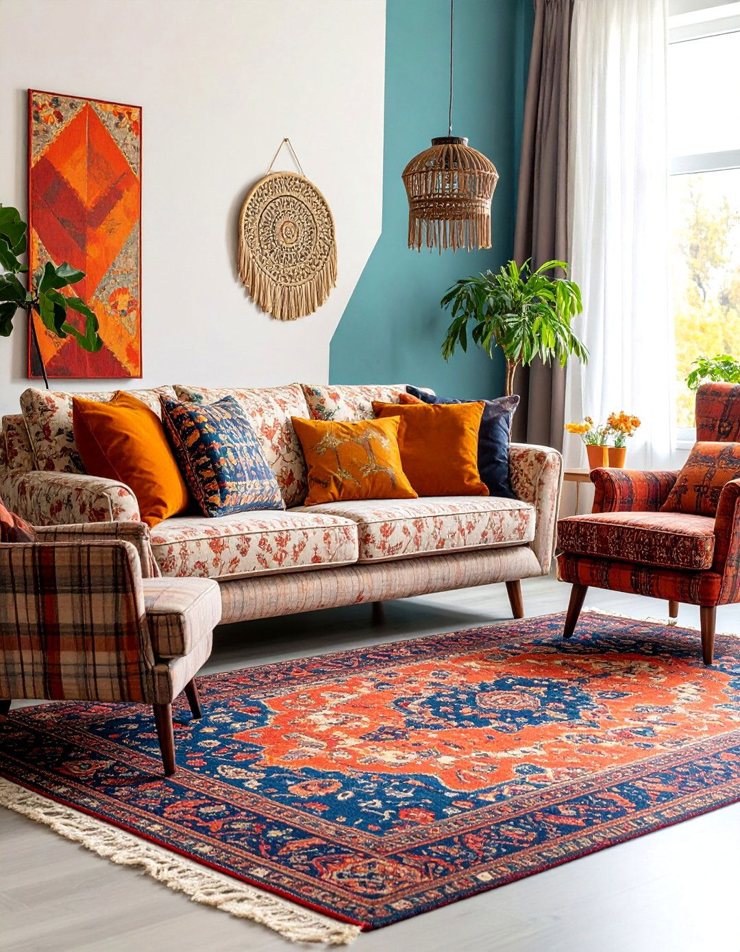 Traditional Living Room with Paisley and Plaid Mix - 25 Traditional Living Room Ideas