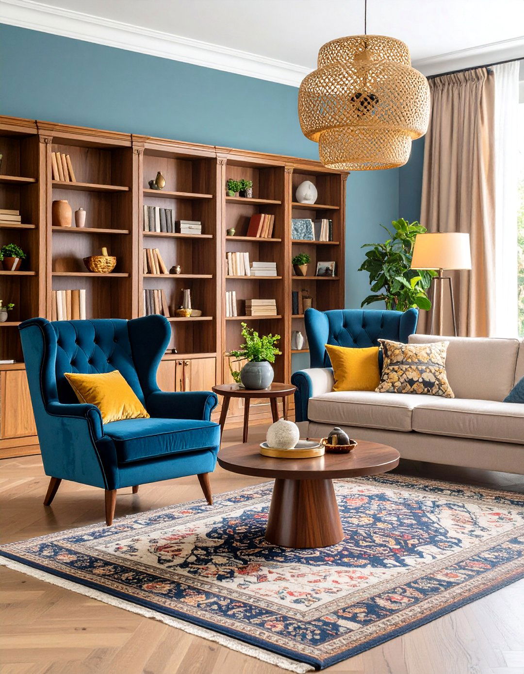 Traditional Living Room with Wingback Chair Arrangement - 25 Traditional Living Room Ideas