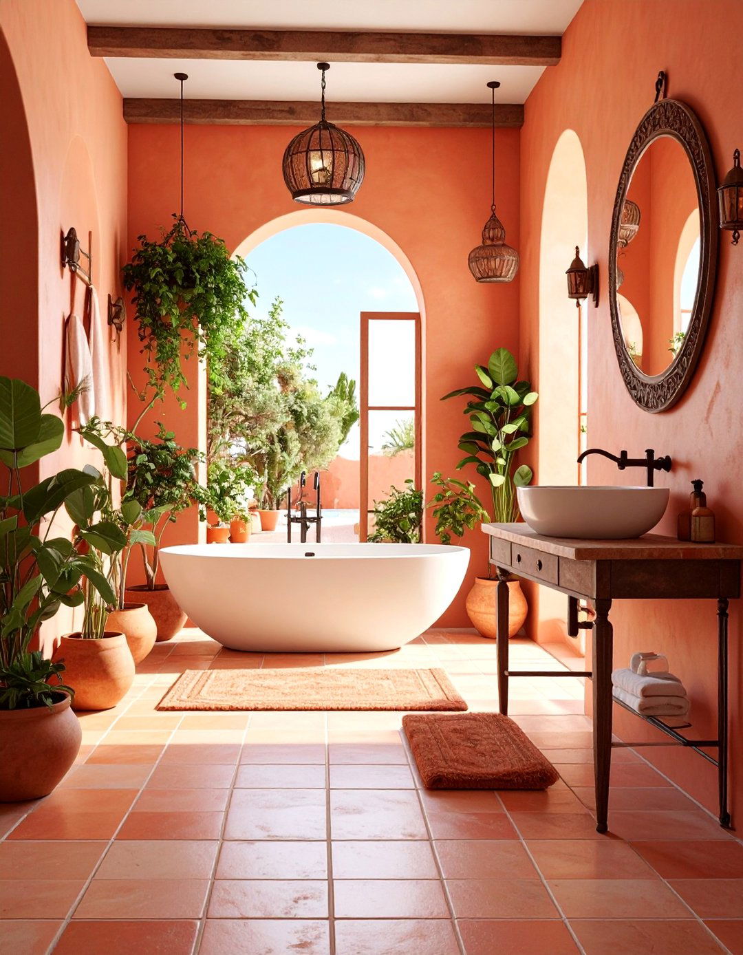Traditional Mediterranean Bathroom with Terra Cotta Tiles - 25 Traditional Bathroom Ideas