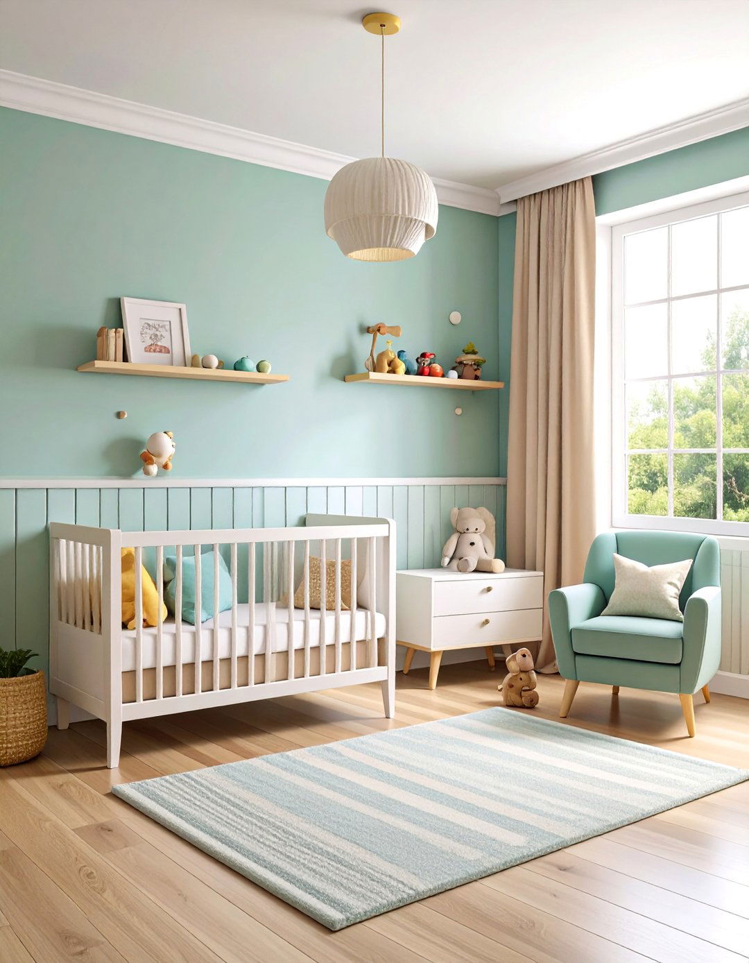 Traditional Nursery Board and Batten with Soft Pastels - 25 Board and Batten Wall Ideas