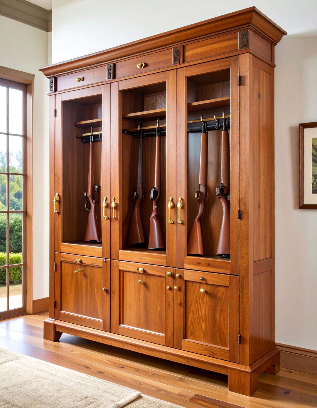 Traditional Oak Gun Cabinet Wall Mount - 25 Gun Wall Ideas
