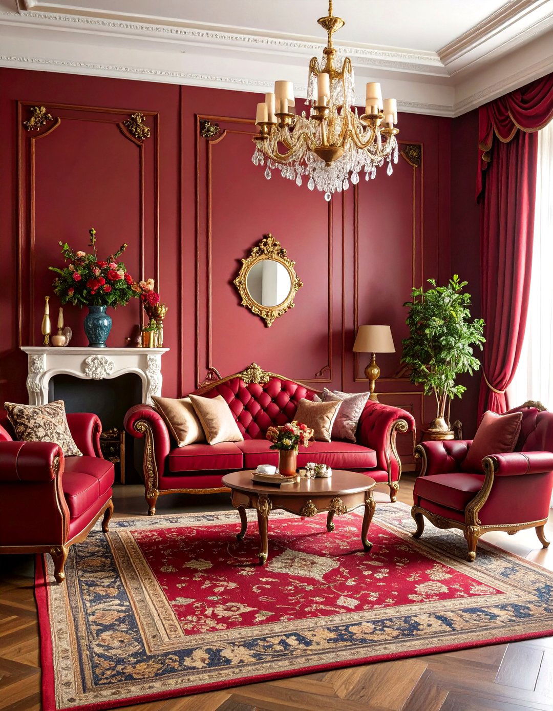 Traditional Oxblood Living Room - 25 Red Living Room Ideas