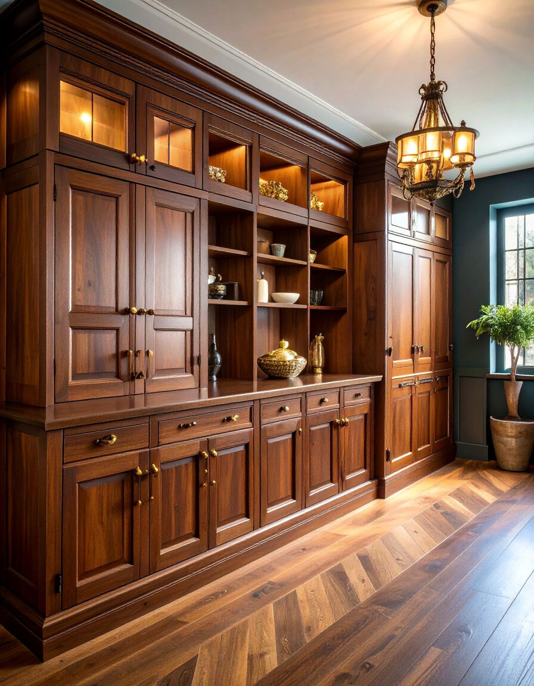 Traditional Pantry with Dark Wood Cabinetry - 25 Kitchen Pantry Ideas