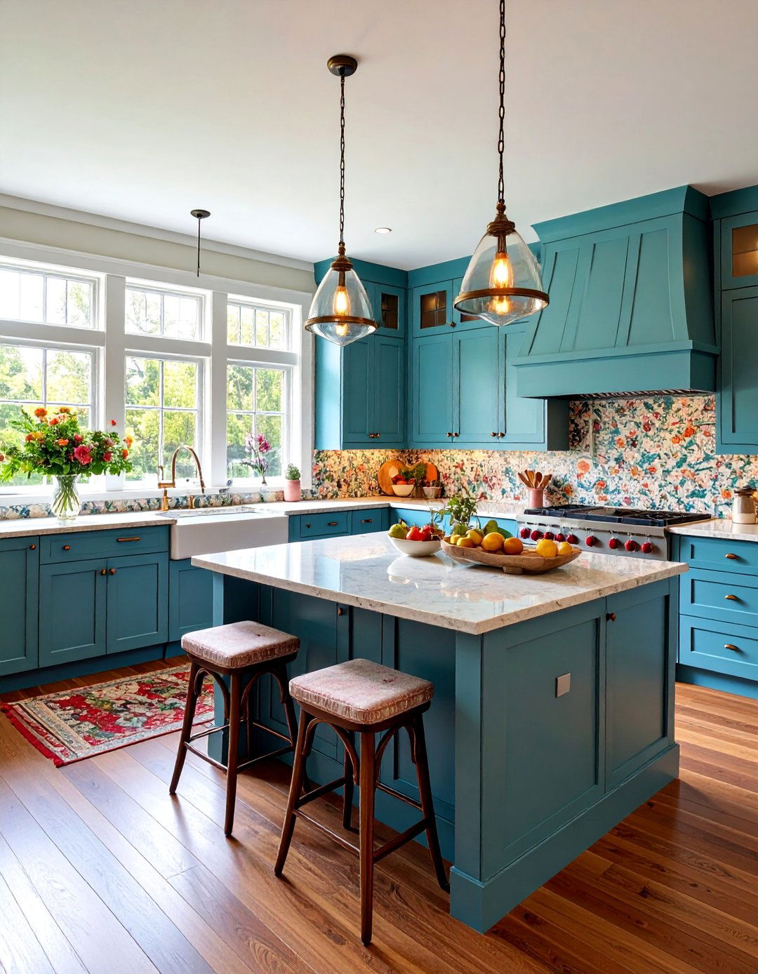 Traditional Peninsula Kitchen with Built in Banquette - 25 Kitchen Layout Ideas