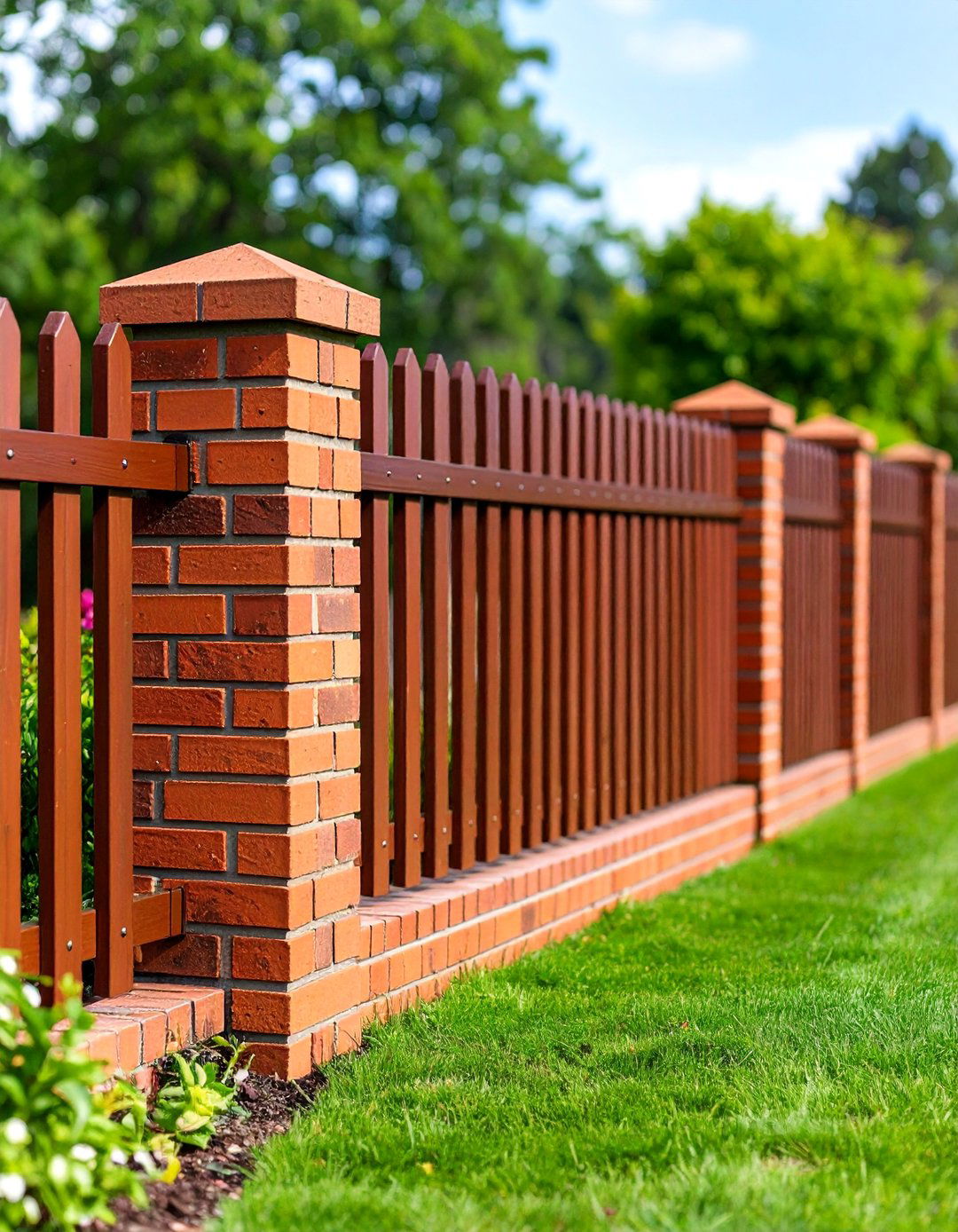 Traditional Red Brick Privacy Fence - 25 Brick Fence Ideas