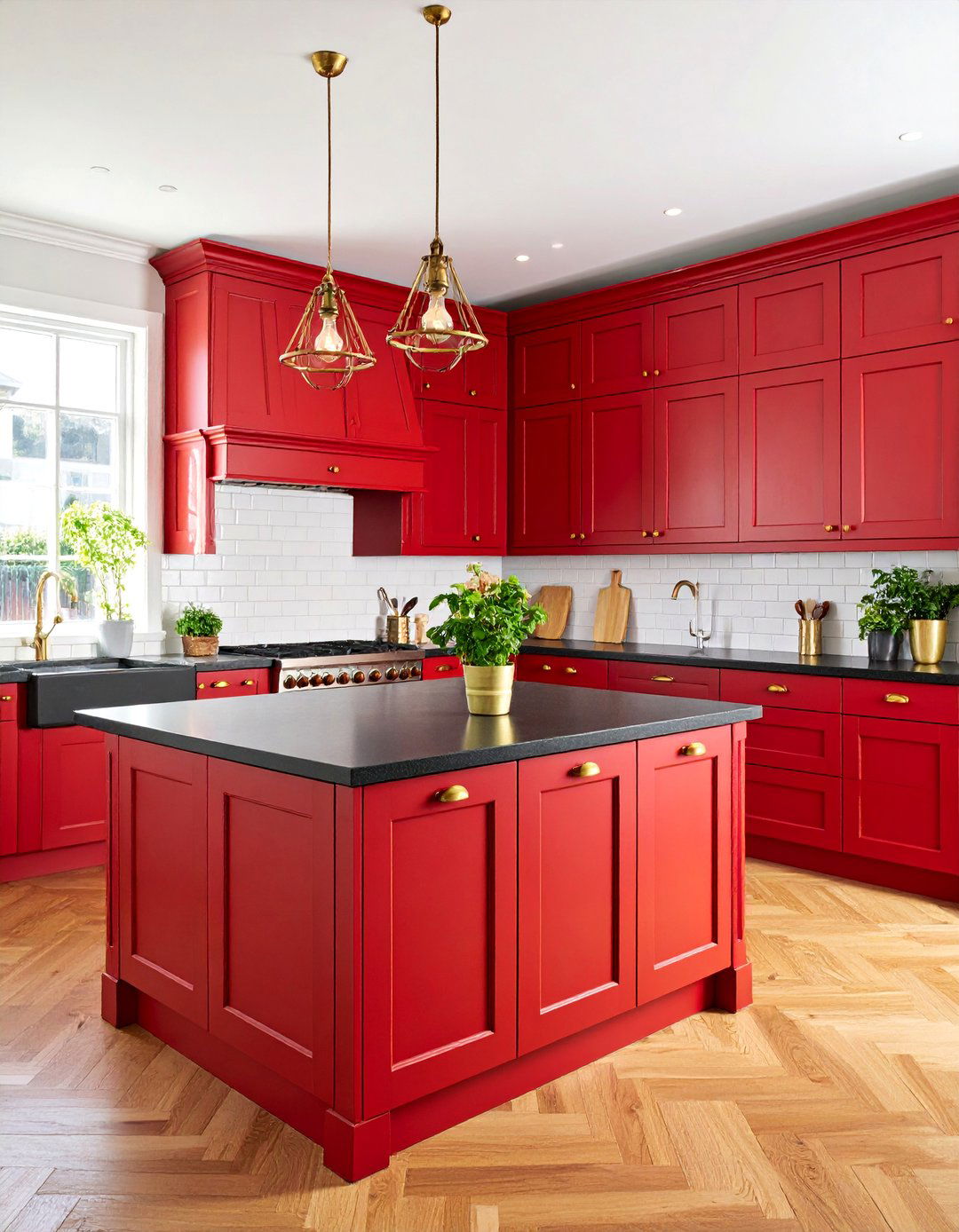 Traditional Red and Black Kitchen with Wood Accents - 25 red and black kitchen ideas
