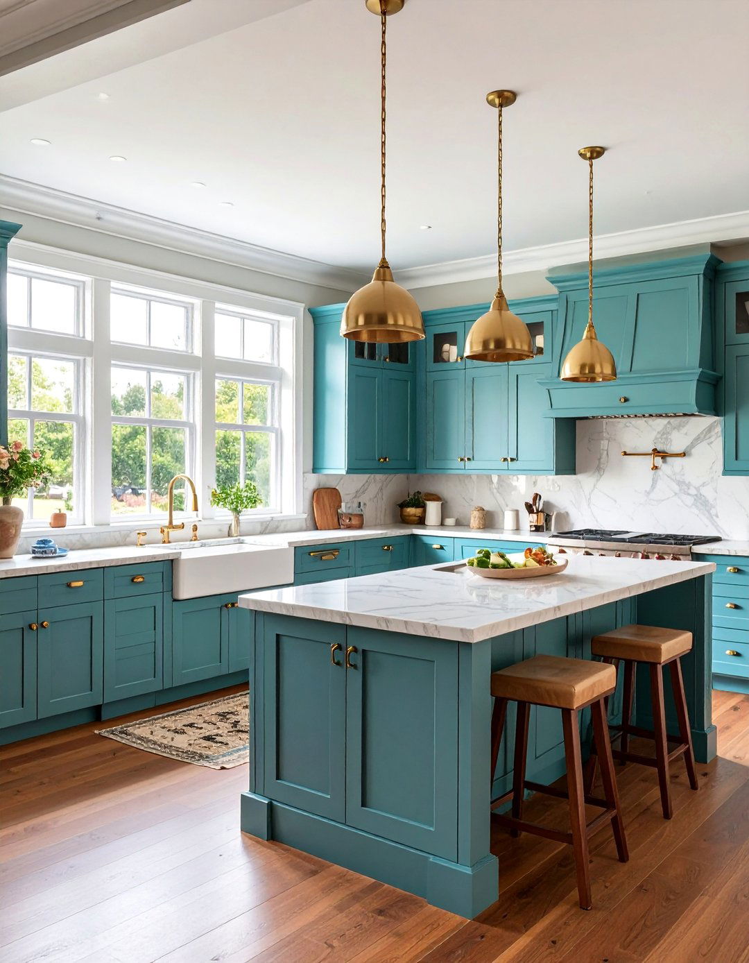 Traditional Sage Green Kitchen with Cherry Butcher Block Countertops - 25 Sage Green Kitchen Cabinets With Butcher Block Countertops