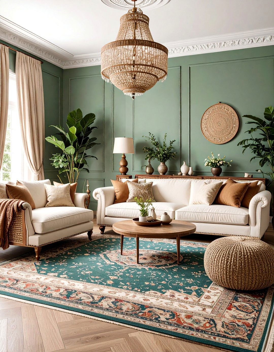 Traditional Sage Green and Cream Living Room - 25 sage green and cream living room ideas