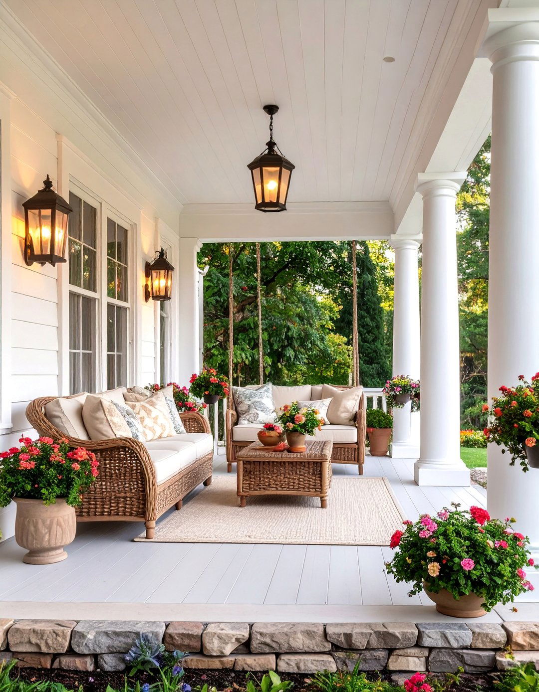 Traditional Side Porch with Columns and Railings - 25 Side Porch Ideas