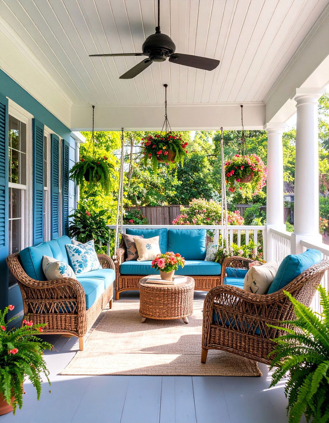 Traditional Southern Screened Porch with Ceiling Fans - 25 Screened-in Deck Ideas