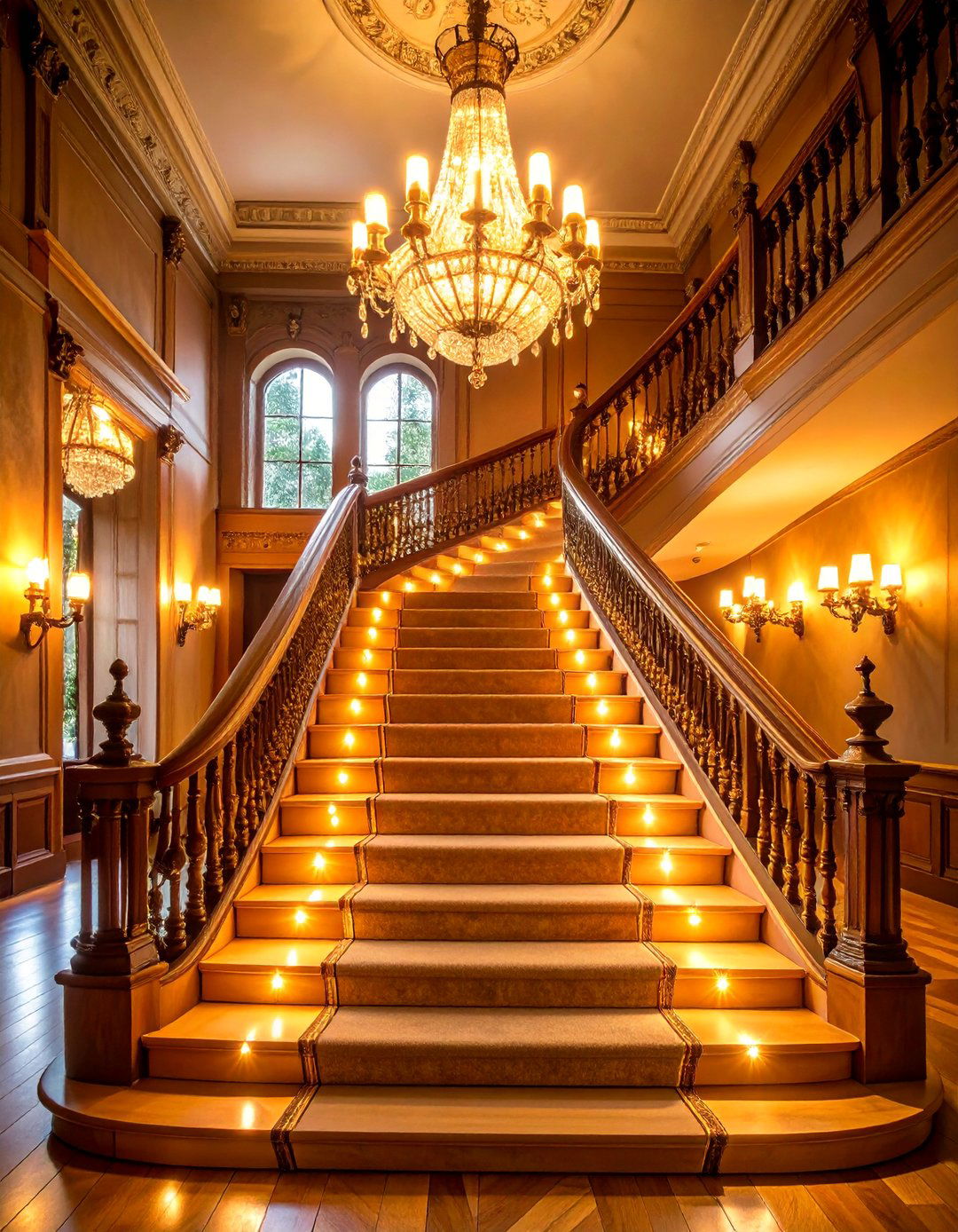Traditional Staircase Lighting with Period Appropriate Fixtures - 25 Staircase Lighting Ideas