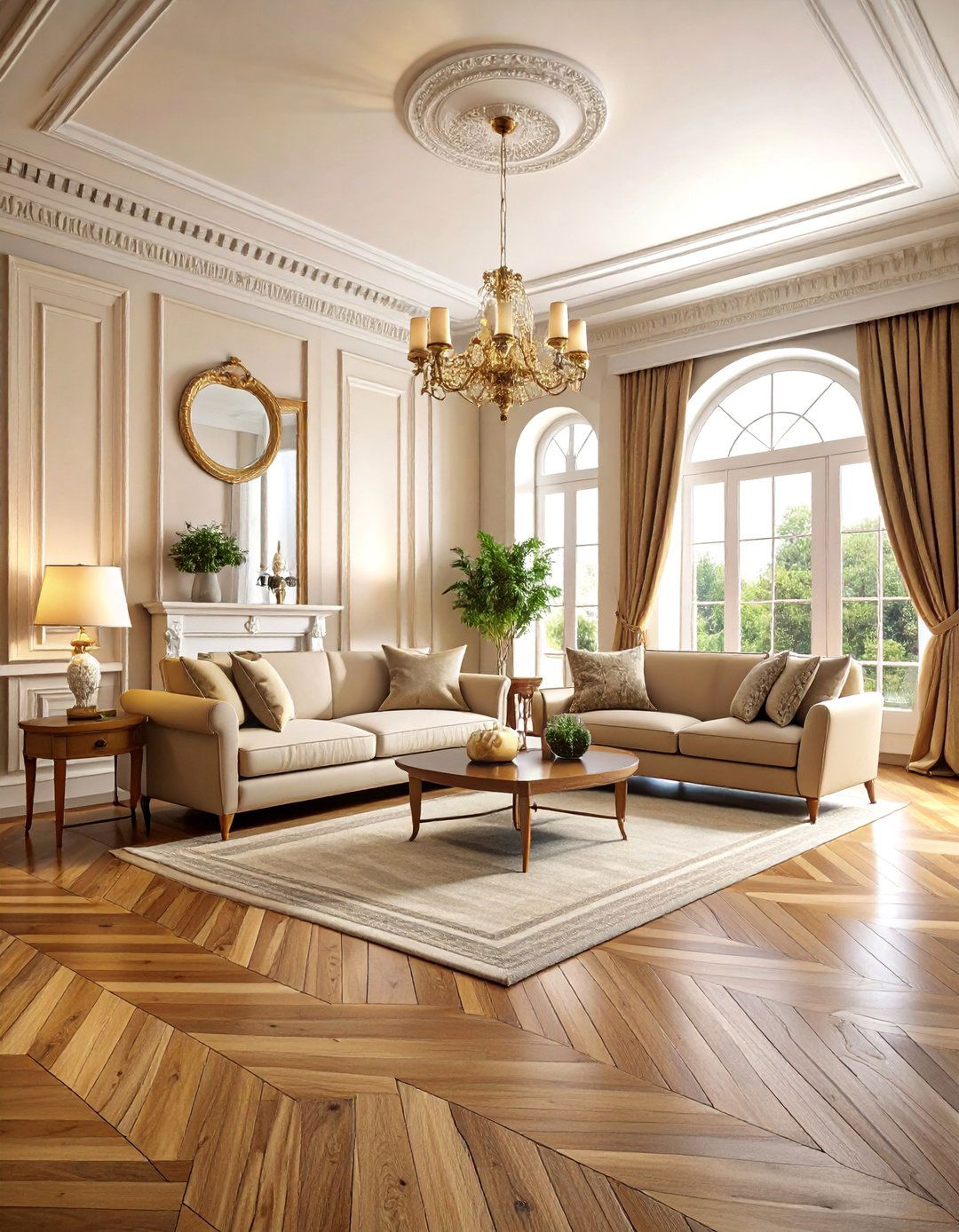 Traditional Strip Oak Living Room with Classic Appeal - 25 Living Room Wood Floor Ideas