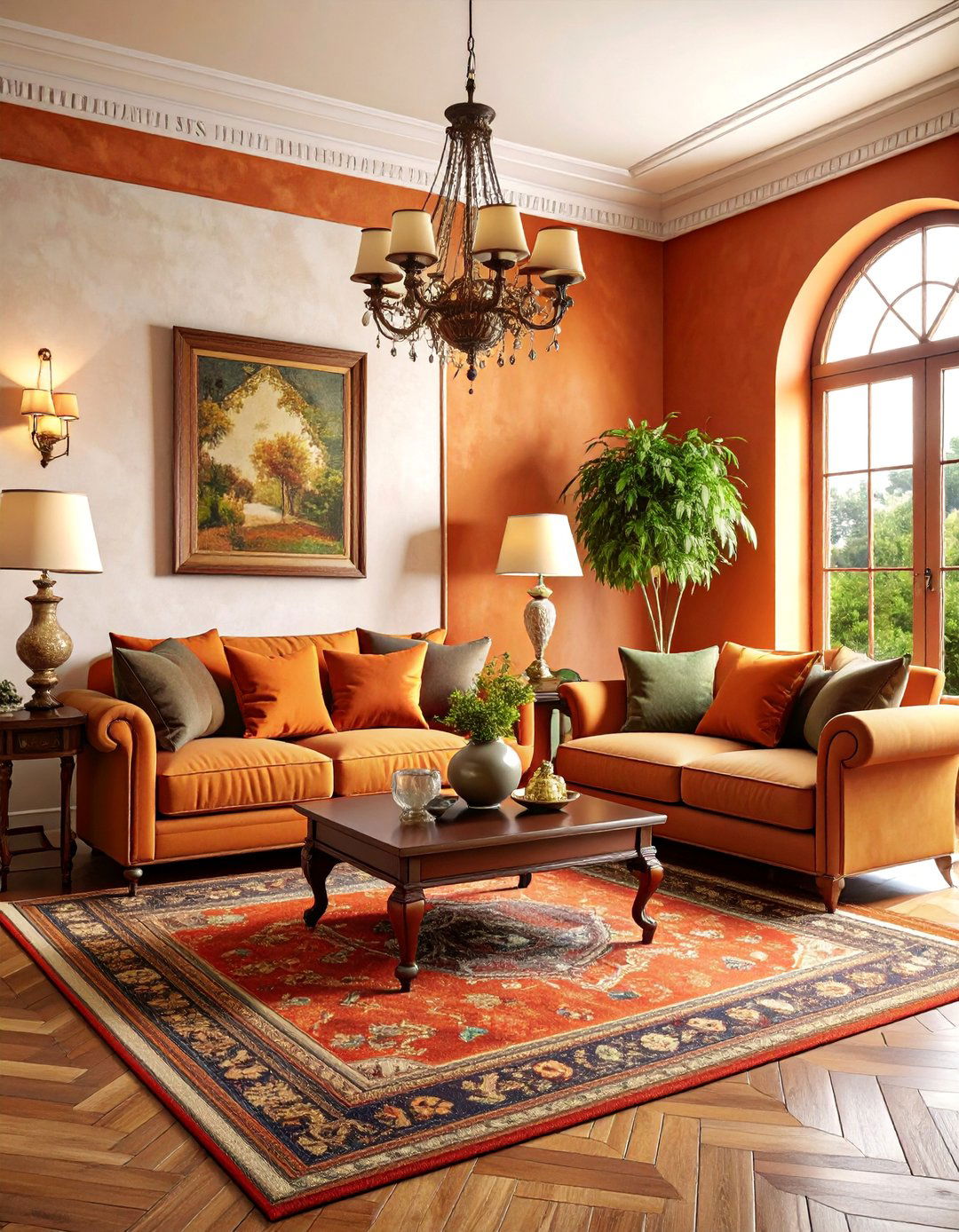 Traditional Terracotta Living Room with Persian Rugs - 25 terracotta living room ideas