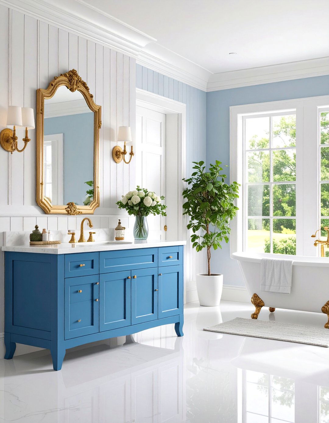 Traditional White Beadboard Elegance - 25 White Bathroom Ideas